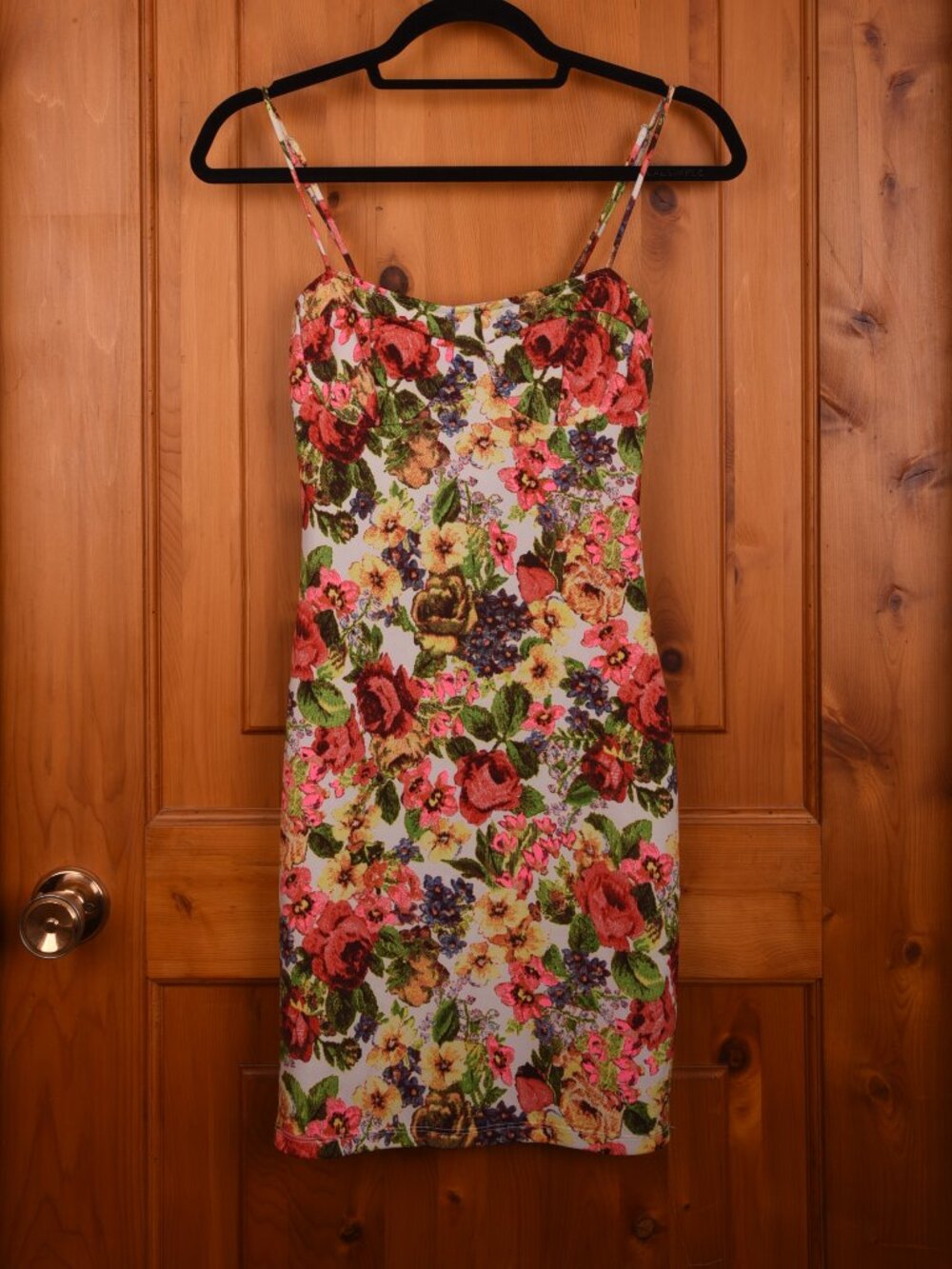 TOBI Floral Bodycon Mini Dress Sweetheart Neck Spaghetti Strap Vintage